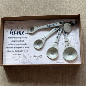 Ceramic Measuring Spoons Set with Inspirational Text